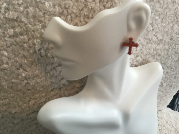 Orange Cross Earrings - Image 2