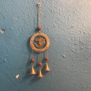 Om Symbol Mala Bead and Bell Wall Hanging