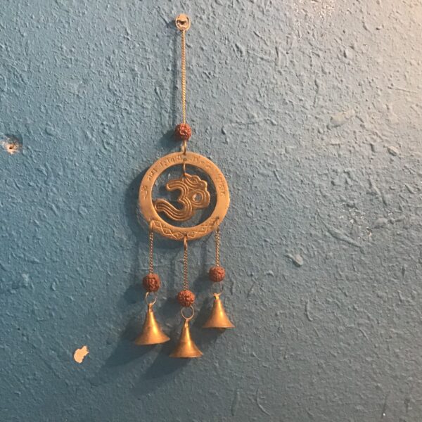 Om Symbol Mala Bead and Bell Wall Hanging