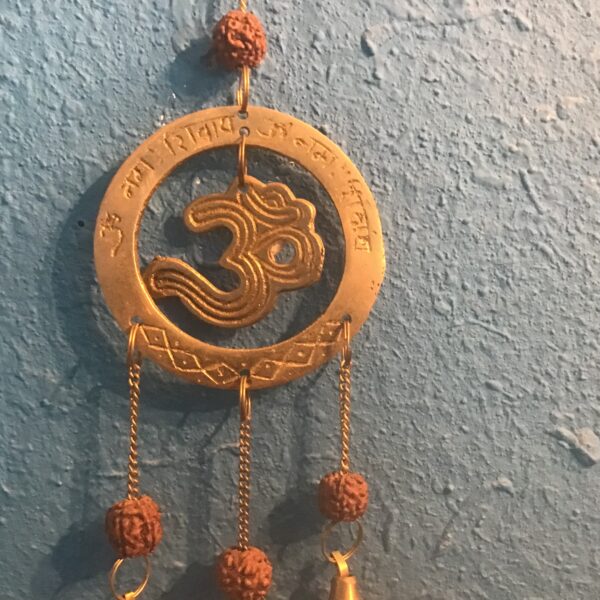 Om Symbol Mala Bead and Bell Wall Hanging - Image 3