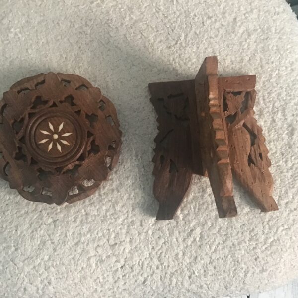 Indian Carved Wood Plant Stand - Image 6